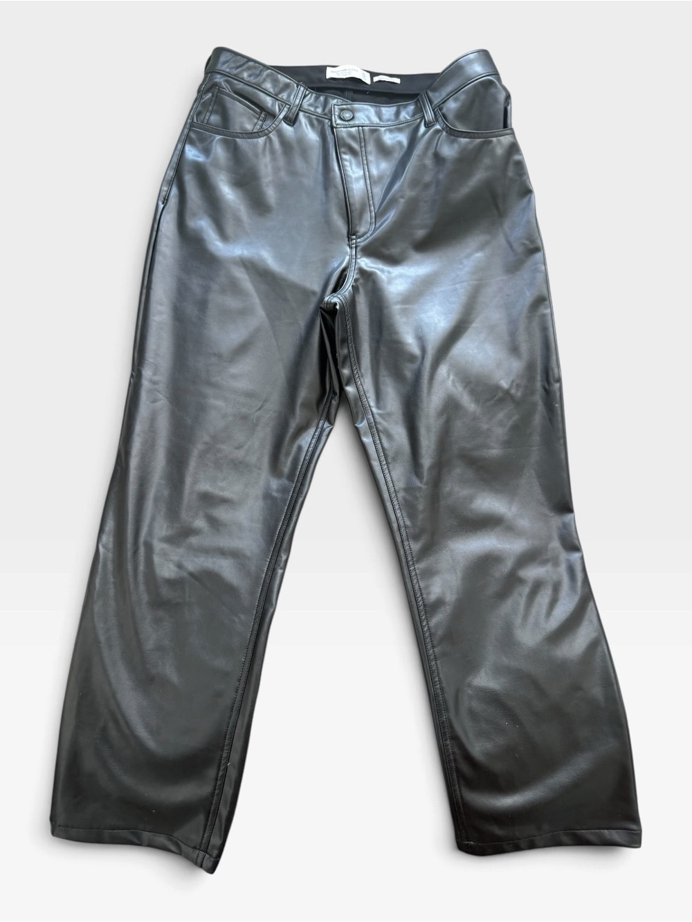 Abercrombie & Fitch Vegan Leather 90s Straight Pants Size 14 Black